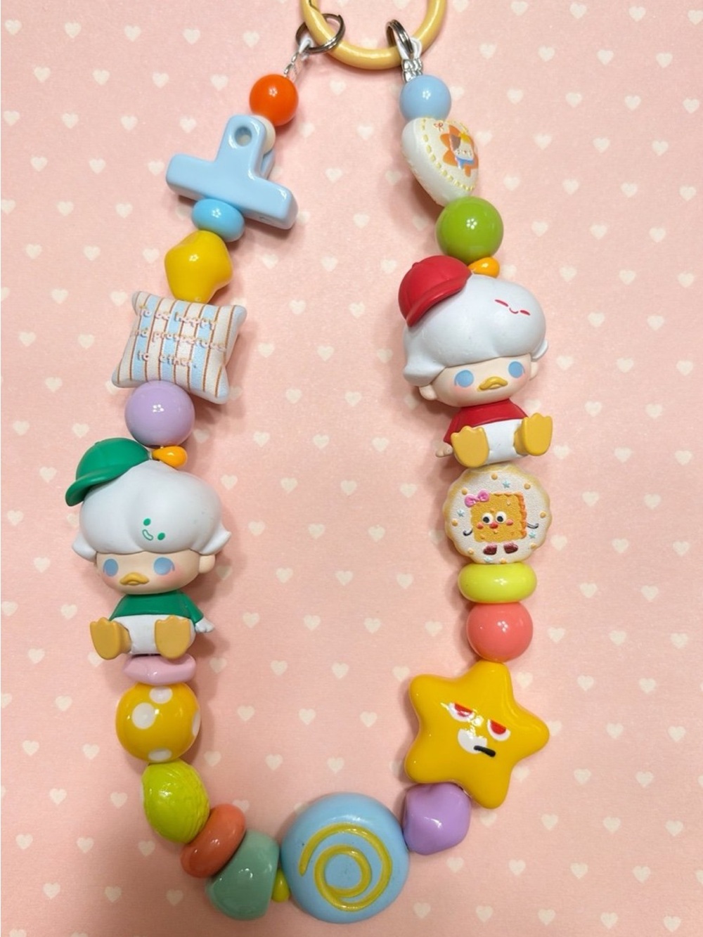 Pastel Beaded Character Necklace - Pink, Yellow, Blue, Green